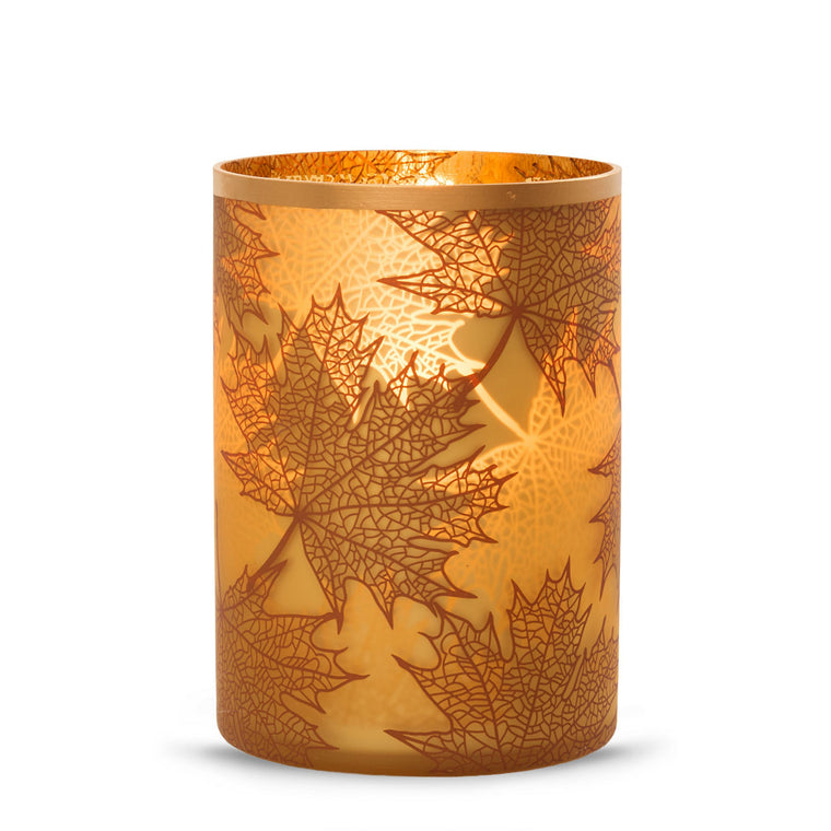 Crackle Leaves Jar Candle Holder V5